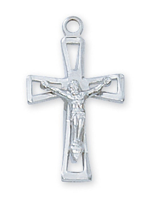 Crucifix W/Engraved Cutouts SS 18 Inch Chain