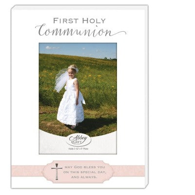 First Communion Photo Frame Pink With Cross