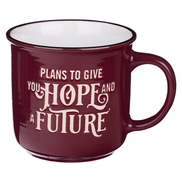 Plans for Hope and a Future Burgundy Ceramic Camp-style Mug - Jeremiah 29:11