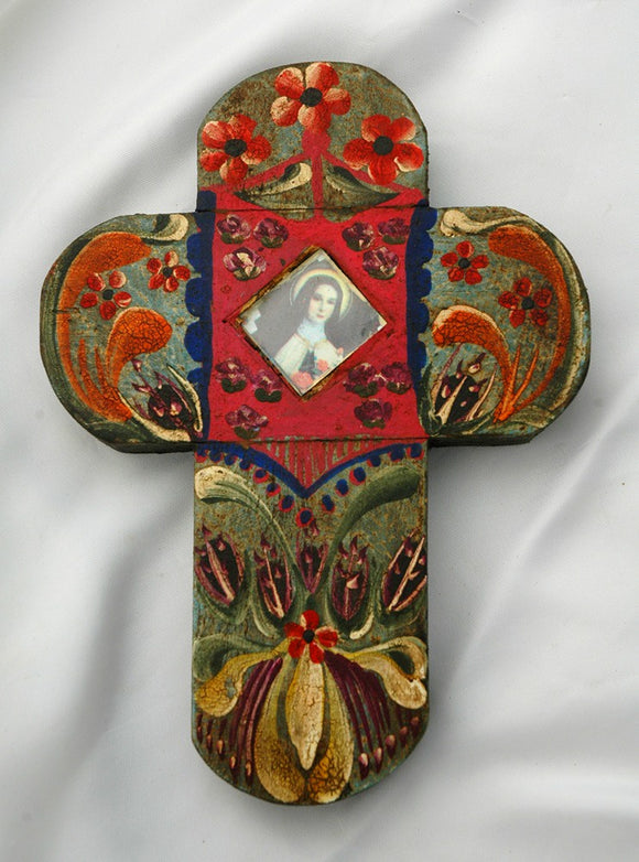 7.5 Little Flower Hand Painted Cross