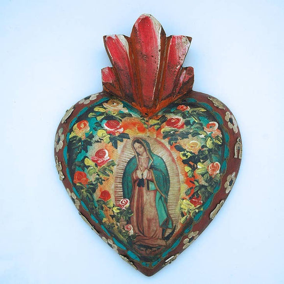 Hand Painted OLO Guadalupe Heart Wall Art