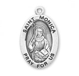 St Monica SS .9" Small Oval Medal Necklace 18" Chain