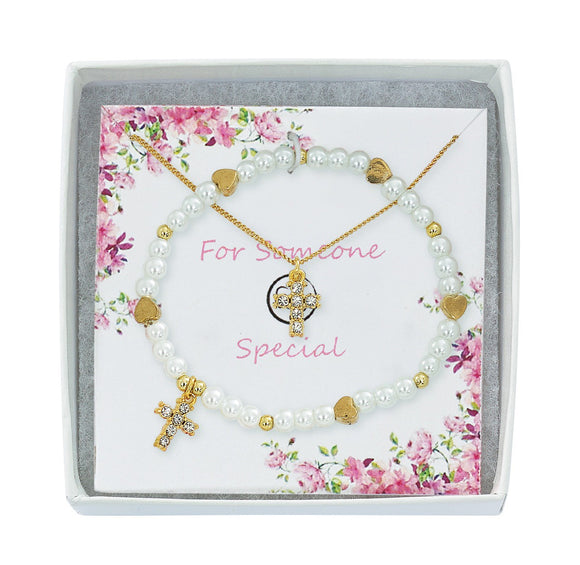 Pearl Stretch Bracelet & Pendant