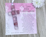 First Communion Cross: Handmade Glass - 3 Color Options