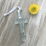 Irish Baby Blessing Clear Mosaic Glass Cross