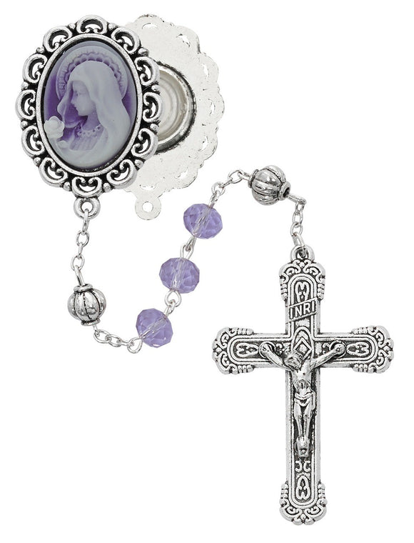 8MM Bead Violet Cameo Lourdes Rosary
