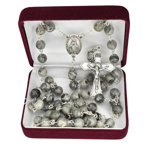 8MM Piccaso Stone Bead Rosary
