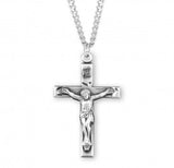 SS Hand Engraved 1.2" Crucifix Necklace 18" Chain