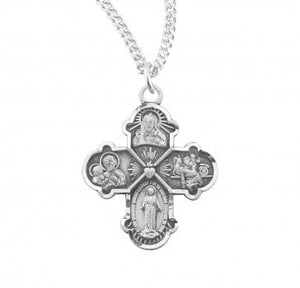 SS Mini .6" 4-Way Cross Necklace 16" Chain