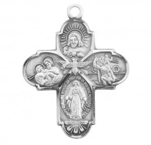 SS Small .9" 4-Way Medal Necklace 18" Chain