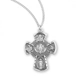 Small SS .9" 4-Way Medal Necklace 18" Chain