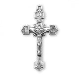 Large SS 1.7" IHS Rosary Crucifix Necklace 24" Chain