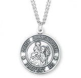 St Christopher Round SS Medal 24 Inch Chain