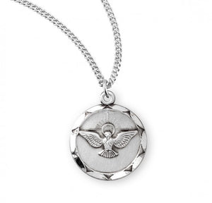 Round SS .8" Holy Spirit Medal Necklace 18" Chain