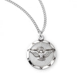 Round SS .8" Holy Spirit Medal Necklace 18" Chain