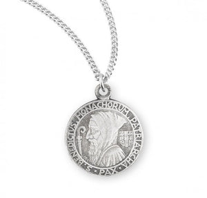 St Benedict SS .9" Round Profile Necklace 18" Chain