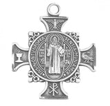 St Benedict SS .9" Maltese Cross Medal Necklace 24" Chain