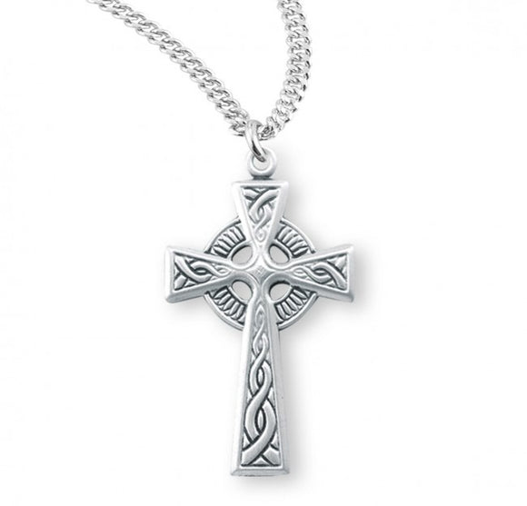 SS Irish Celtic Cross Pendant 20 Inch Chain