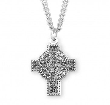 SS Small Iona Celtic Cross Necklace 24 Inch Chain