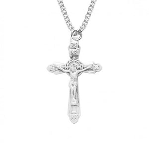 Fancy 1" SS Crucifix Necklace 18" Chain