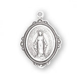 Miraculous Medal Fancy Edge SS 18 Inch Chain