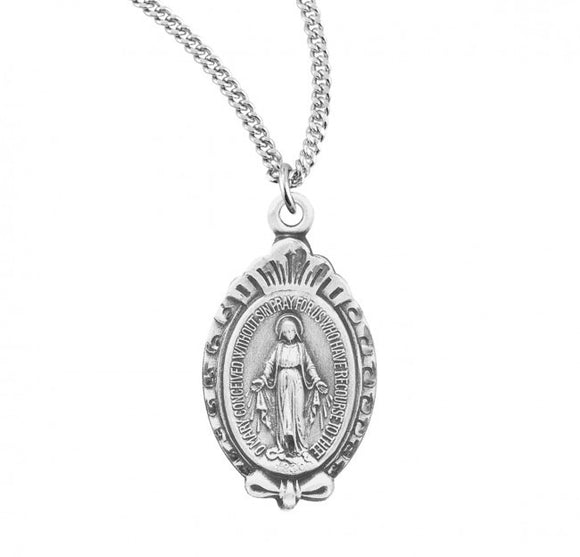 Miraculous Medal Scroll Border 18 In Chain