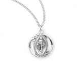 SS .7" Round Pierced Miraculous Medal Necklace 18" Chain