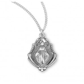 Arched Border SS Miraculous Medal Necklace