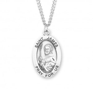 St James the Greater SS Large 1.1" Oval Necklace 24" Chain