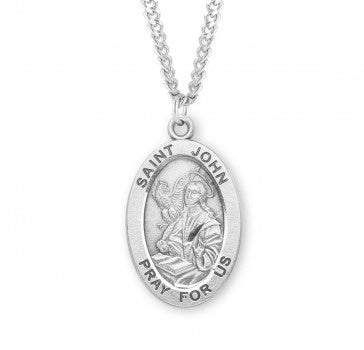 St John the Evangelist Large SS Pendant 24 Inch Chain