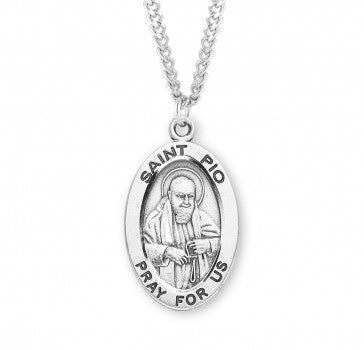 SS St Padre Pio Large Oval Medal 24 Inch Chain