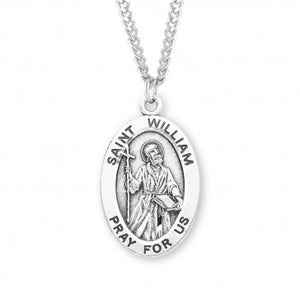 St William SS Large 1.1" Oval Necklace 24" Chain