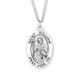 St William SS Large 1.1" Oval Necklace 24" Chain