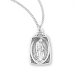 Rectangular SS Miraculous Medal Necklace 18 Inch Chain