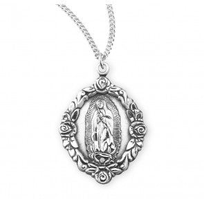 OLO Guadalupe SS Oval with Roses Necklace