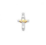 Two Tone 1" SS Claddagh Cross Necklace 18" Chain