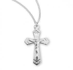 Small SS .7" Polished Crucifix Necklace 18" Chain