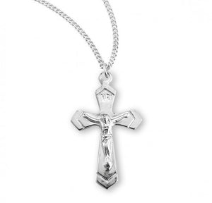 Small Sterling Silver Polished Crucifix 18 Inch Chain