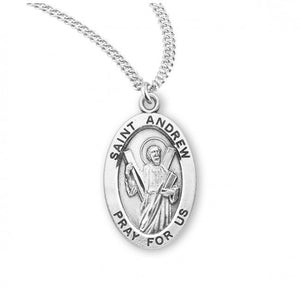 St Andrew SS .9" Small Oval Necklace 20" Chain