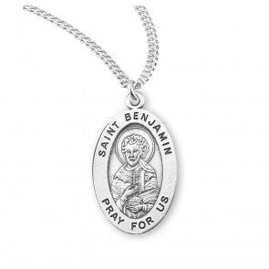 St Benjamin SS .9" Small Oval Necklace 20" Chain