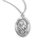 St Gerard SS .9" Small Oval Medal Necklace 20" Chain