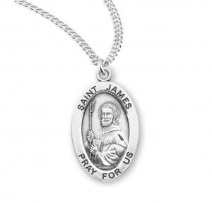 St James SS .9" Small Oval Medal Necklace 20" Chain