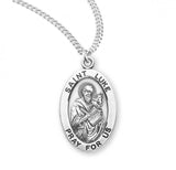 St Luke SS .9" Small Oval Medal Necklace 20" Chain