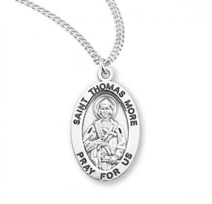 St Thomas More SS .9" Small Oval Medal Necklace 20" Chain