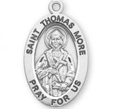 St Thomas More SS .9" Small Oval Medal Necklace 20" Chain