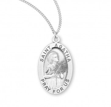 St Agatha SS Small Oval Necklace