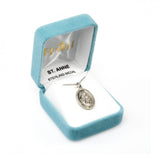 St Anne SS .9" Small Oval Medal Necklace 18" Chain