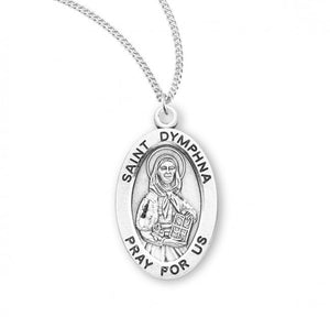 St Dymphna SS Oval Necklace 18 Inch Chain