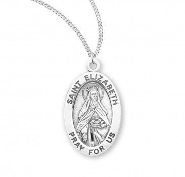 St Elizabeth of Hungary SS Small Oval Necklace 18 Inch Chain