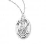 St Philomena SS .9" Small Oval Medal Necklace 18" Chain